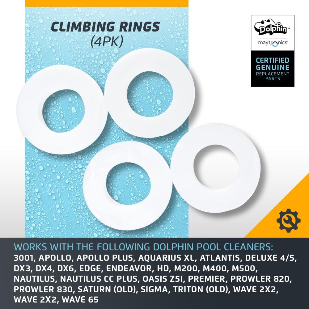 Dolphin Genuine Replacement Part — Notched White Climbing Rings for Ultimate Wall Adhesion (4PK) — 6101611-R4