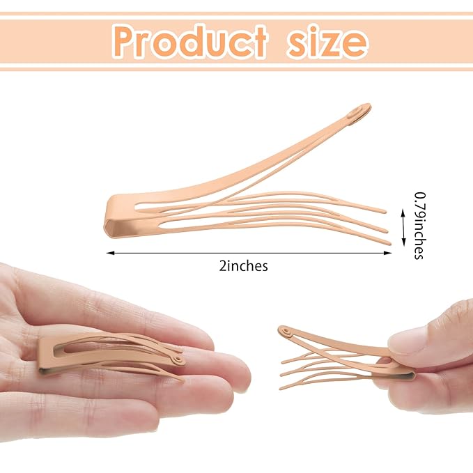 Chinco 24 Pcs Double Grip Hair Clips Metal Snap Clips Women Barrettes for Hair Making, Salon Supplies(Cream,2 Inch)