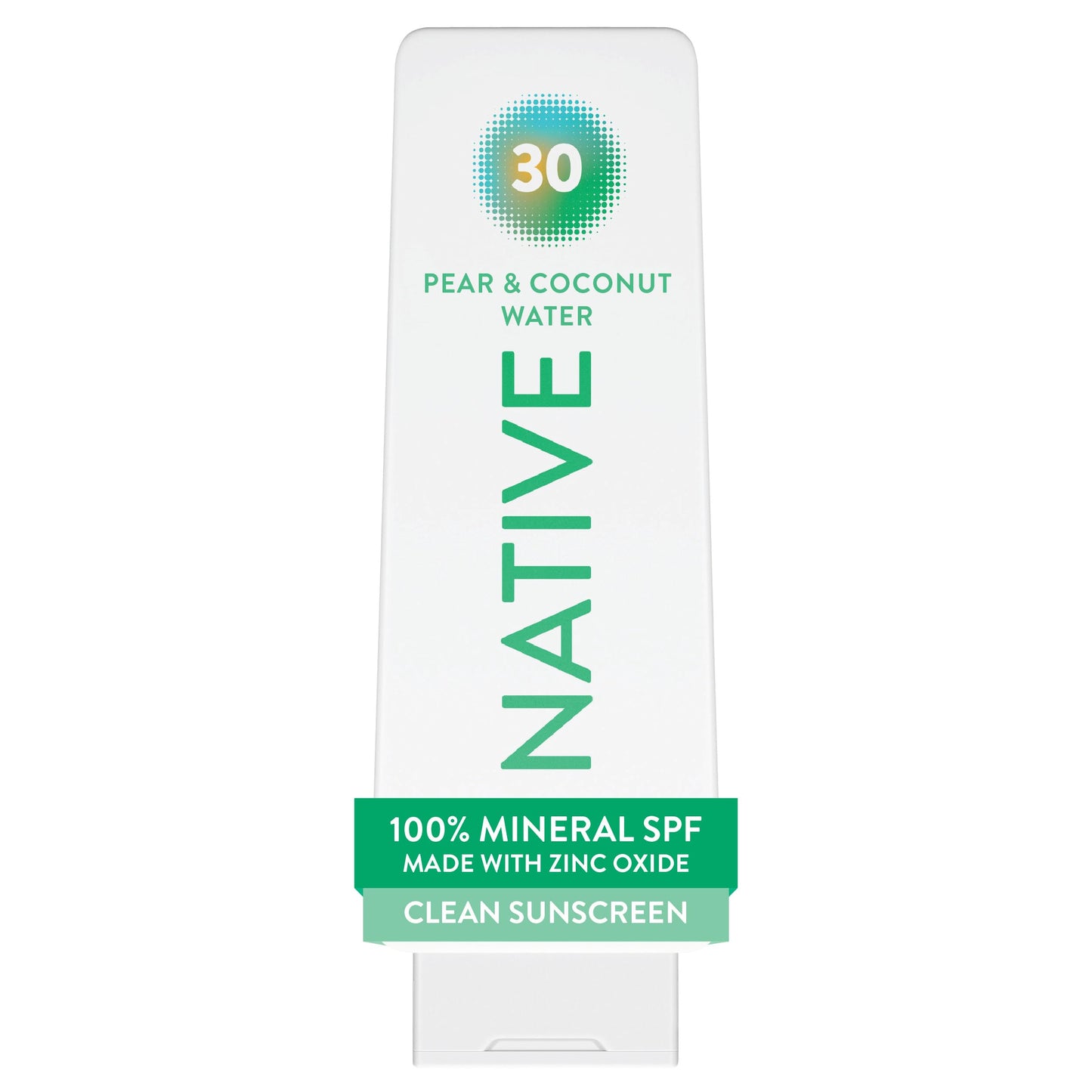 Native Mineral Sunscreen Lotion SPF 30, Pear & Coconut Water Scent, with 100% Mineral Zinc Oxide for Face & Body, Hawaii Compliant, Vegan, No White Cast - 7 oz