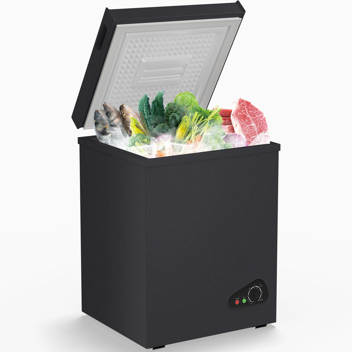 TABU 7.0 Cubic Feet Chest Freezer, Compact Top Opening Deep Freezer with 7 Level Adjustable Thermostat & Removable Basket, Low Noise, Freestanding (Black, 7.0 Cu.Ft.)