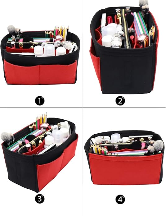 LEXSION Felt Purse Bag Organizer Insert with zipper Bag Tote Shaper Fit Speedy Neverful PM MM