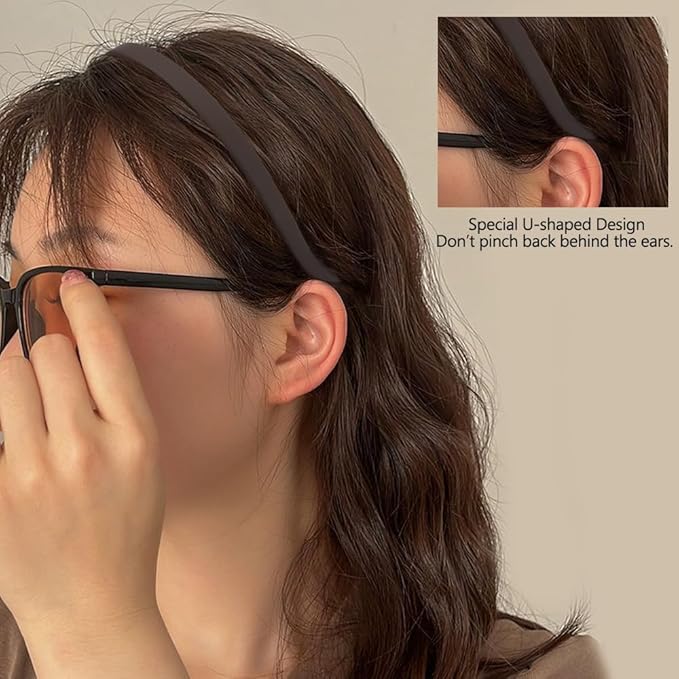 TOBATOBA Headbands for Glasses Wearers - No Pressure, No Headache - Non Slip Square Headbands for Women & Girls, 6 Pcs