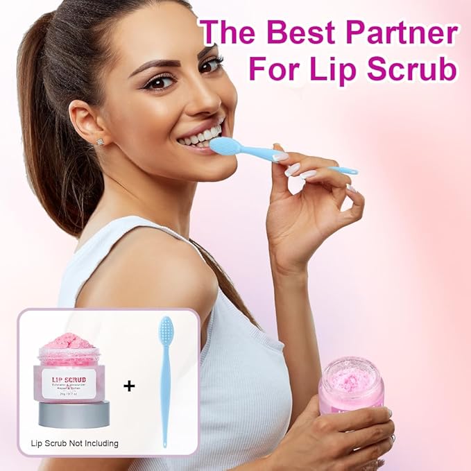 Lip Scrub Brush - 12 Pcs Lip Scrubber Dual-ended Lip Exfoliator Brush,2-in-1 Silicone Lip Brushes Lip Mask Applicator Lip Scrub Tool