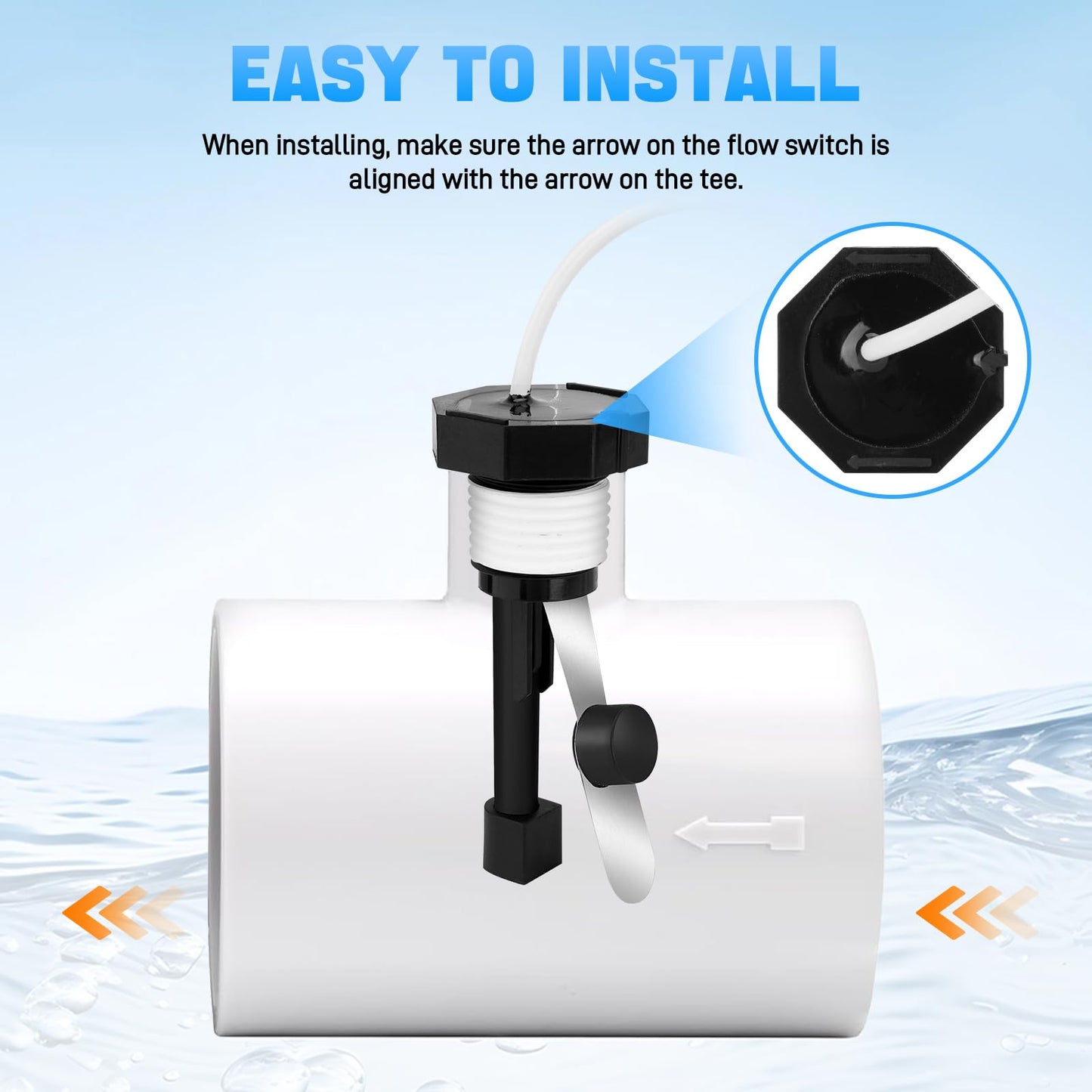 Sejaede Upgraded GLX-FLO-RP Pool Flow Switch Assembly Compatible with Hayward Goldline Aqua Rite Salt Chlorine Generator System, Flow Sensor with 15ft Cable (Metal Probe)