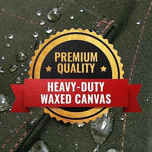 Under NY Sky Tool Apron - 20 Pockets and Slots, Cross-Back, Heavy-Duty Waxed Canvas - Woodwork, Garden, Shop (Green Cross-Back)