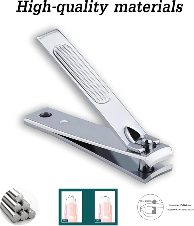 Nail Clipper Set, 6 Pcs Toenail Clippers, Stainless Steel Fingernail Clipper, and PU Leather Manicure Set, Gift Ideas (Black)