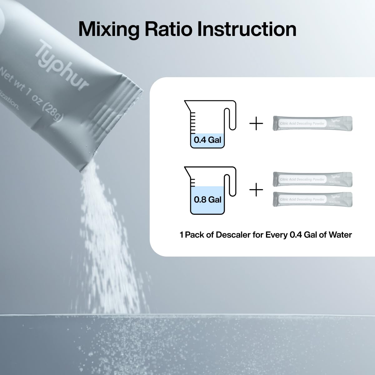 Typhur Ice Maker Cleaner and Descaler, 12 Packs Pure Citric Acid Powder, Universal Descaling Solution Nickel Safe for Countertop Ice Machines, Also Compatible with Coffee Makers and Kettles