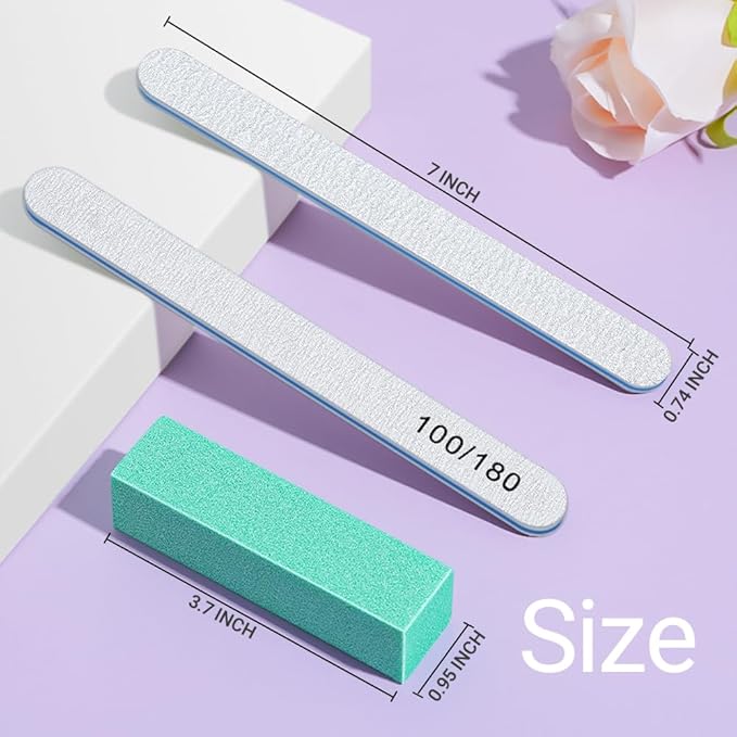 TsMADDTs Nail Buffers and Files, 6 pcs Buffer Blocks, 6PCS 100 180 Grit Files, Professional Manicure Tools Kit, Nail Care Tools Kit