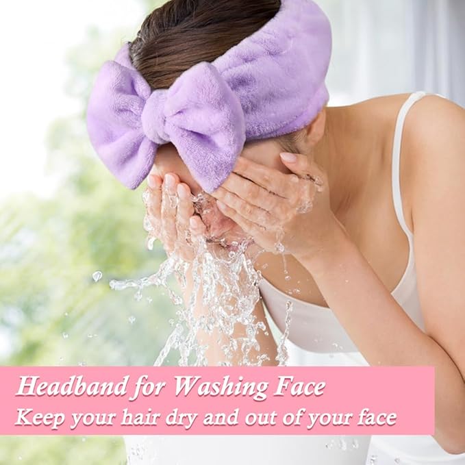 Shintop Spa Headband, Soft Makeup Headband with Cute Bow Elastic Face Wash Hairband for Skincare Facial Mask ShowersÃ¯Â¼ÂPurpleÃ¯Â¼Â