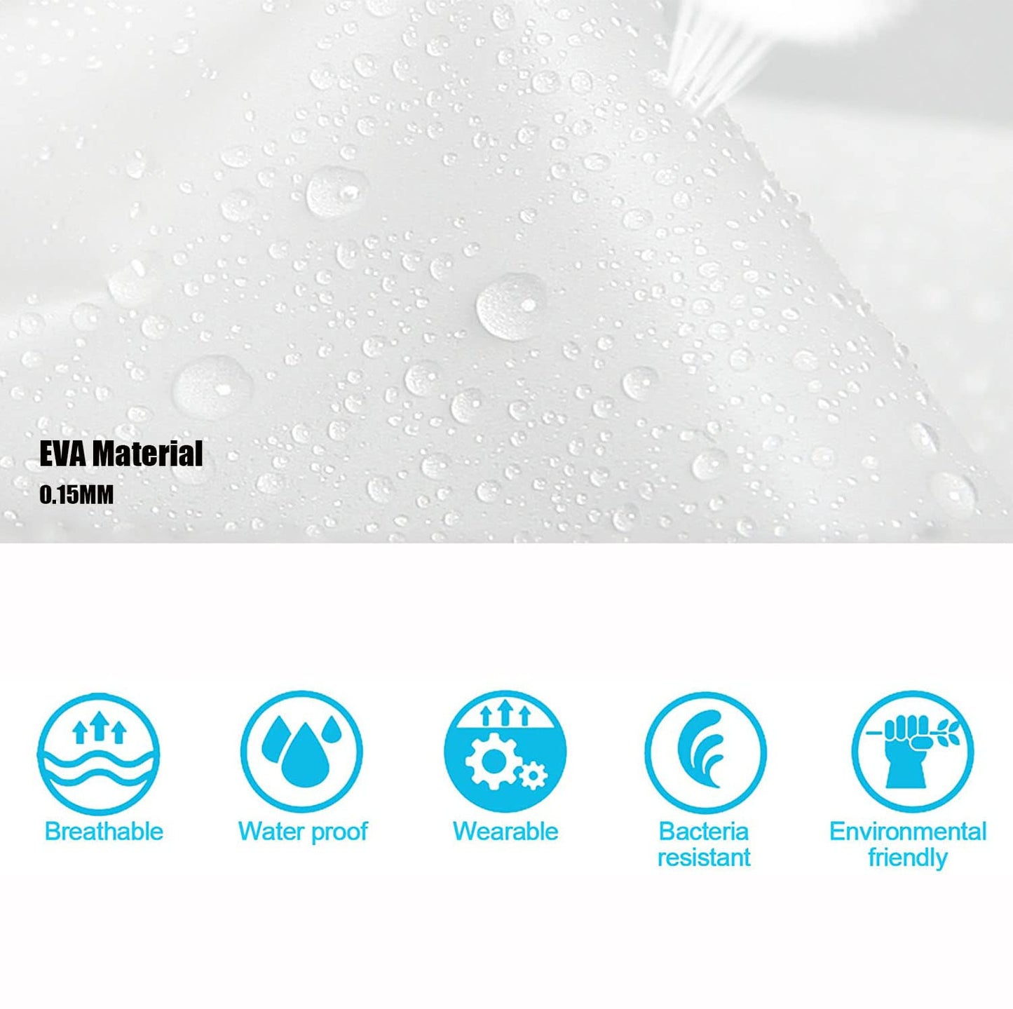 AIDEGER EVA Rain Ponchos for Kids, 2 Pack Reusable Raincoats with Hoods and Sleeves Lightweight Rain Jacket (White-2Pack)