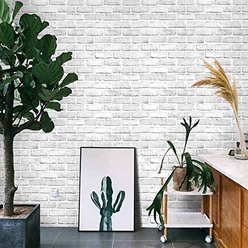 Cohoo Home Brick Wallpaper Peel and Stick Contact Paper 787inL 18inW Faux 3D Brick Contact Paper for Walls White Gray Grey Self Adhesive Removable Wallpaper Backsplash Bedroom Wall Sticky Waterproof