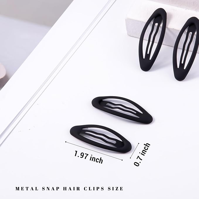 20PCS Oval Metal Snap Clips for Women No Slip Small Barrettes for Thin Fine Hair,Matte Black