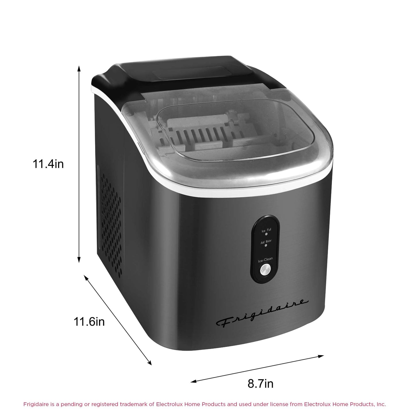 Frigidaire EFIC103 Ice Maker Machine Heavy Duty, 26lb Ice per Day, Black Stainless Steel