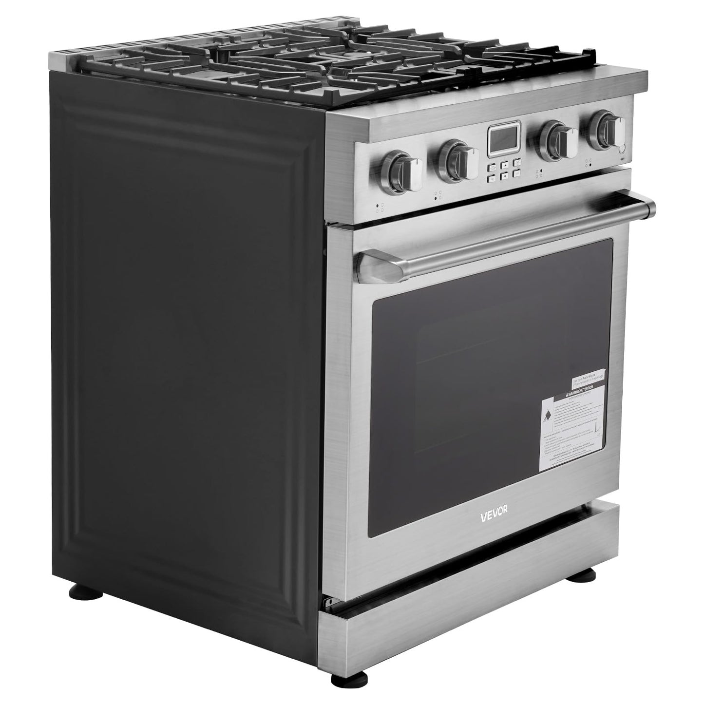 VEVOR Gas Range Oven, 30 Inches Width, Freestanding Stainless Steel Stove and Oven with 4 Sealed Cooktop Burners, Easy Reach Racks, Halogen Light, 4.8 Cu. Ft. Capacity, for Home Apartment Kitchen