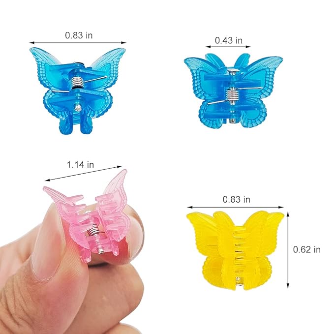 50 Packs Assorted Color Butterfly Hair Clips, Beautiful Mini Butterfly Hair Clips Hair Accessories for Women and Girls (Jelly Colors)