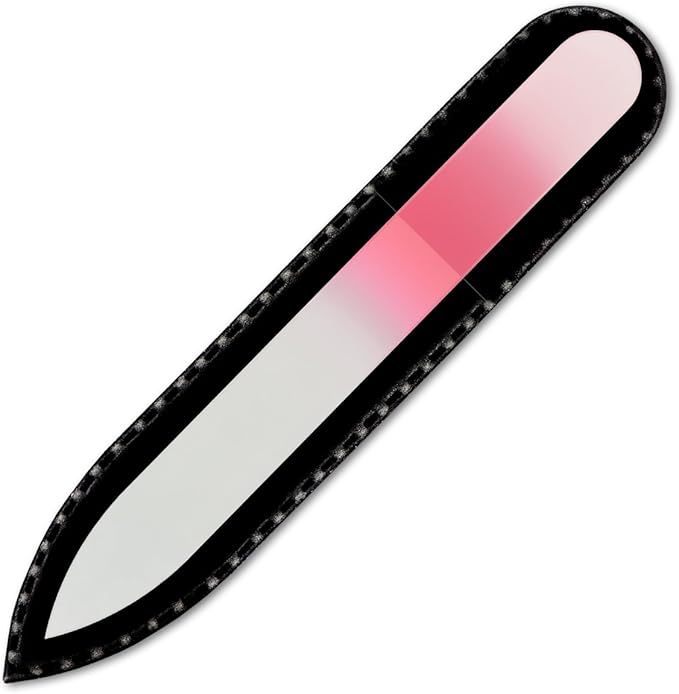 Mont Bleu Rainbow Crystal Nail File in Black Pouch - Small/Purse Size - Czech Tempered Glass - Handmade in Bohemia (Czech Republic)