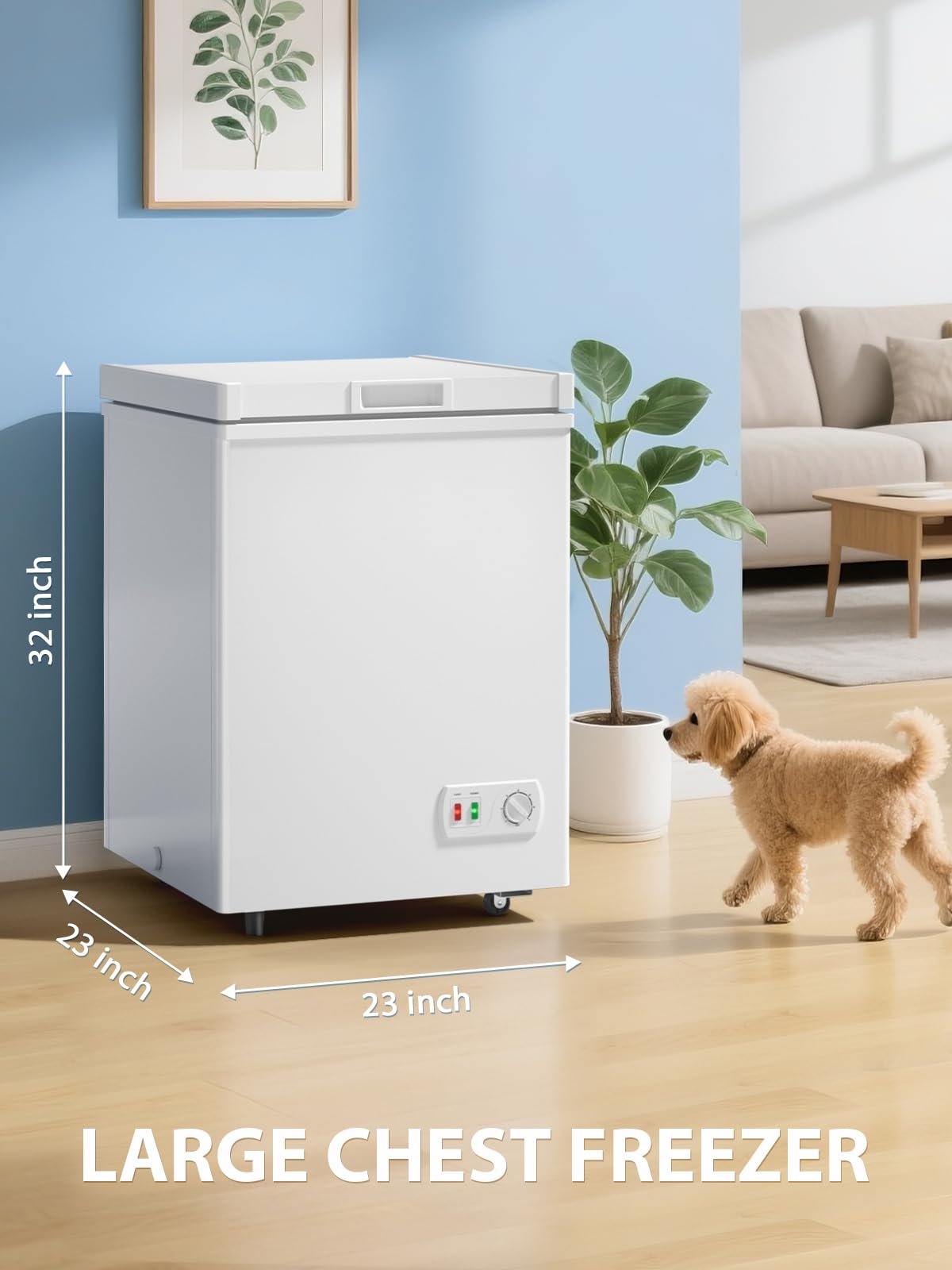 Chest Freezer 4.2 Cu.ft 7 Level Temperature, Deep Freezers with Two Removable Baskets, Freestanding Top Door Open Freezer for Kitchen Garage Home, White