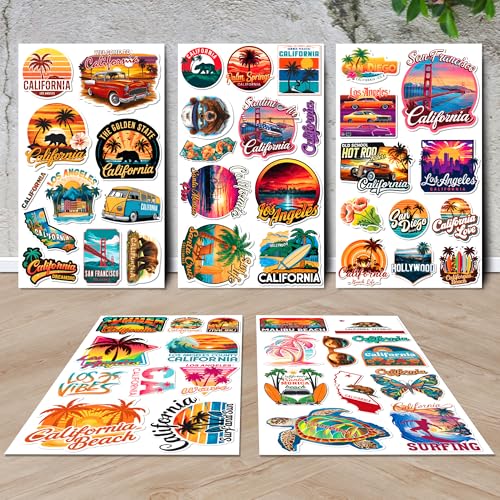 California State Travel Stickers 50 Pieces Vinyl Waterproof Decal for Laptop Water Bottle Phone Car Window Bike Motorcycle Stakeboard Scrapbook CA Sticker Gifts