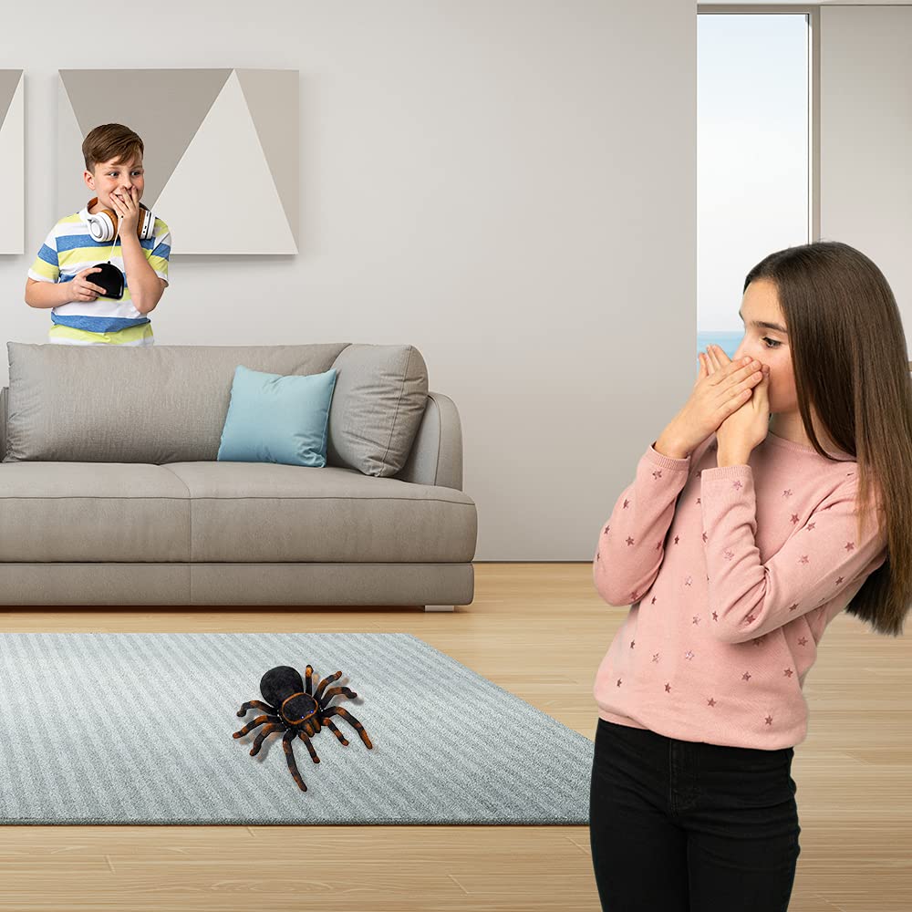 ArtCreativity Remote Control Spider, Includes 1 Tarantula & 1 Controller, Spooky RC Spider Prank Toy with 8 Individually Moving Legs, Furry Texture, and Light Up Eyes, Great Halloween Toy for Kids