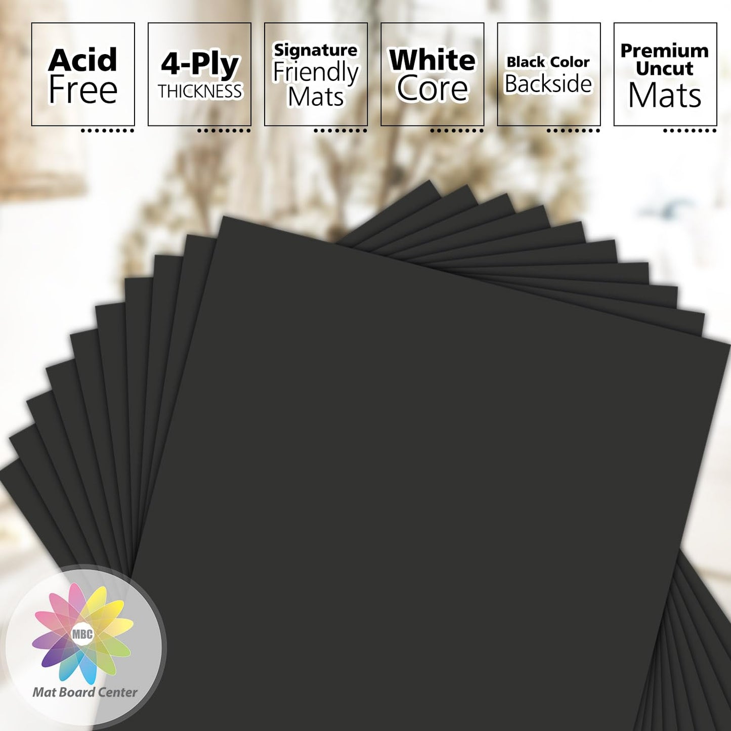 Mat Board Center, 10 Pack 12x18 Black Uncut Mat Boards/Backing Matt Boards for Crafts, Frames, Photos and More