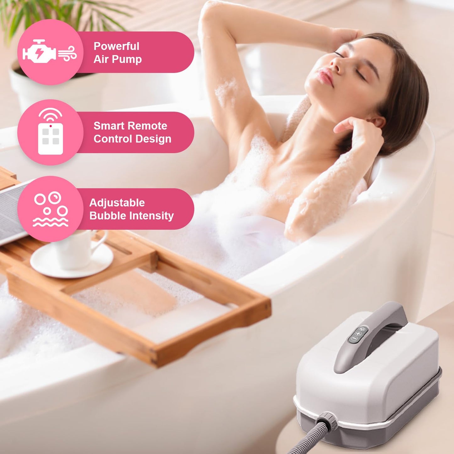 Flgocexs Bubble Bath Mat,Full Body Waterproof Spa Mat for Bathtub, 6-Speed Bubbles, Remote Control & Non-Slip Suction Cups for Home Relaxation
