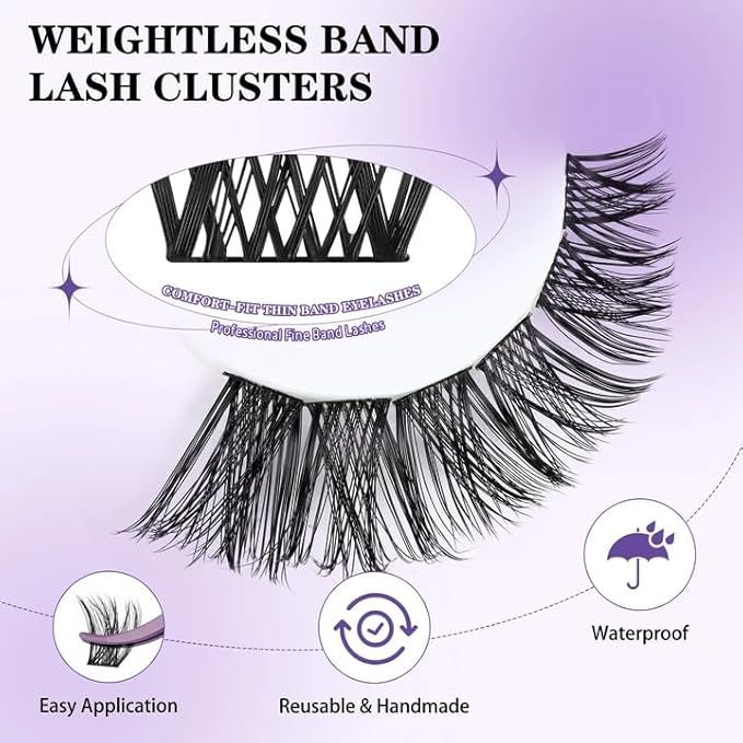 Lash Clusters B05 D Curl 8-16mm DIY Eyelash Extensions 72 Clusters Lashes B&Qaugen Fluffy Individual Lashes Cluster DIY at Home (B05,8-16MIX)
