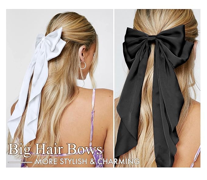 Hair Bows for Women Hair Ribbon Bow Hair Clips with Long Tails Vintage Hair Accessories for Women