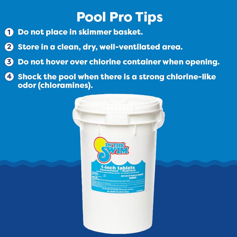 In The Swim 1 Inch Stabilized Chlorine Tablets for Sanitizing Swimming Pools - Fast Dissolving - 90% Available Chlorine - Tri-Chlor - 10 Pounds