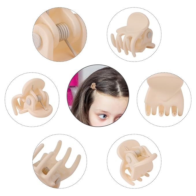 YOHAMA 36 pcs Beige Mini Hair Clips, Durable and Strong Tiny Hair Claw Claw Clips for Women and Girls, Multifunction Hair Claw Good for Decroation Buns, Pining Bangs, Design Kids Hairstyles.
