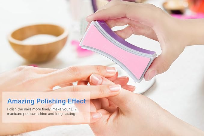 Nail Files and Buffers - Professional Nail Buffer Block for Shaping Polishing, New Natural Nail Polisher with 4 Sides for Nail Art Gel Suit for Home Salons Use (2 Pcs)