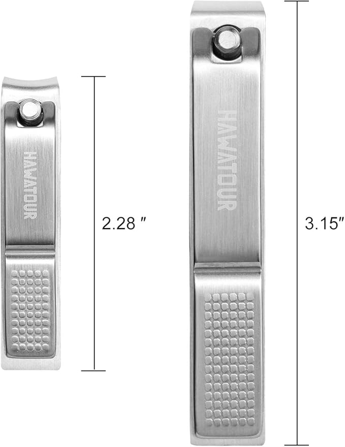 HAWATOUR Nail Clippers Set, Ultra Sharp Sturdy Fingernail and Toenail Clipper Cutters with Visibly Tin Case, Silver