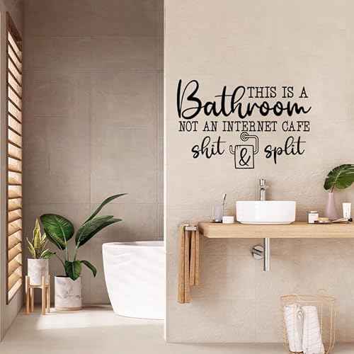Funny Bathroom Wall Decal, Humorous Quotes This is A Bathroom Not an Internet Cafe Bath Decor Vinyl Removable Waterproof Wall Stickers for Home Decoration Lavatory Washroom