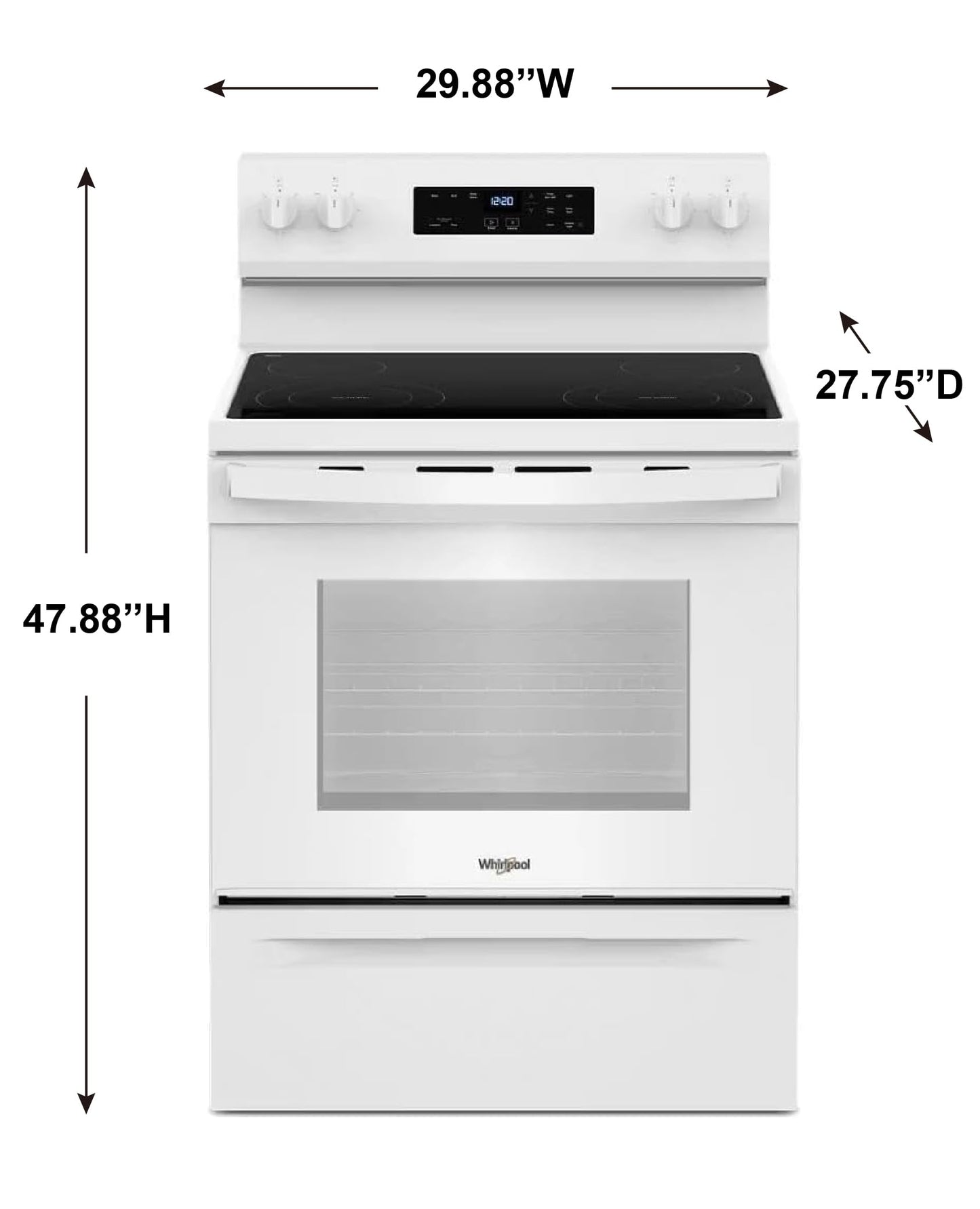 Whirlpool WFES3030RW 30 in. 4 Burner Element Freestanding Electric Range in White