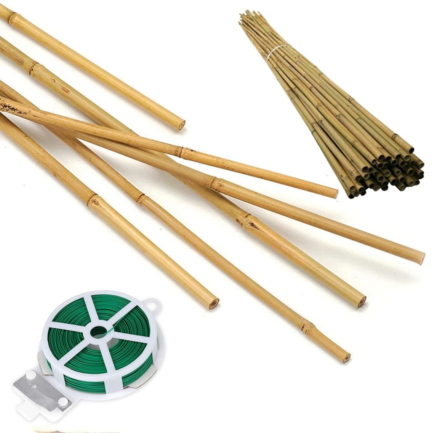 HOPELF 50 Pack 2ft Bamboo Plant Stakes for Wood Garden Sticksï¼Wooden Plant Supportsï¼Bamboosï¼Bamboo Trellisï¼Crafts, More Size Choices 8"/12"/16"//2'/3'/4'/5'/6'