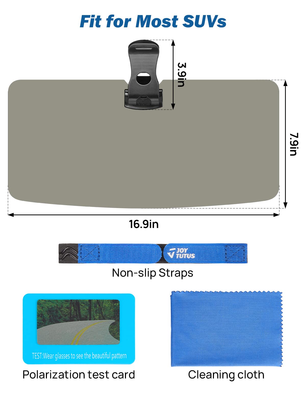 JOYTUTUS Sun Visor for Pickup Truck, Polarized Sun Visor Extender for Truck, Universal UV400 Car Visor Extension Anti-Glare Easy to Install, Protect from Glare/UV Ray/Stray Light