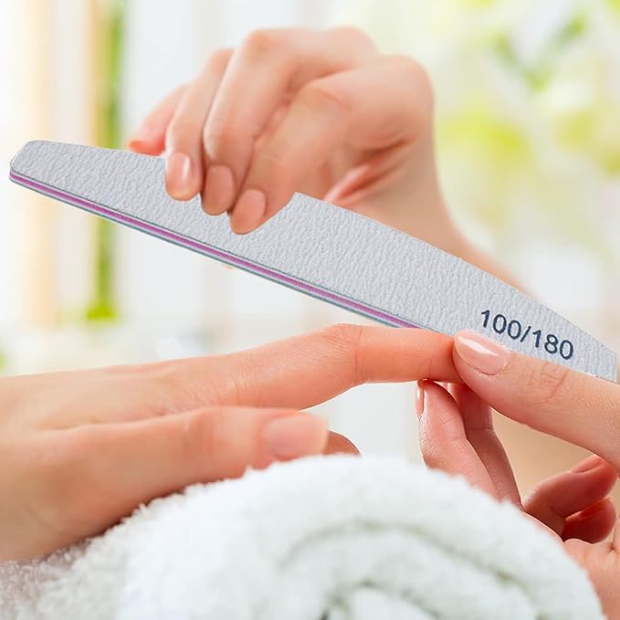 12 Pieces 100/180 Grit Nail Files - Double-Sided Emery Boards for Acrylic, Gel & Natural Nails