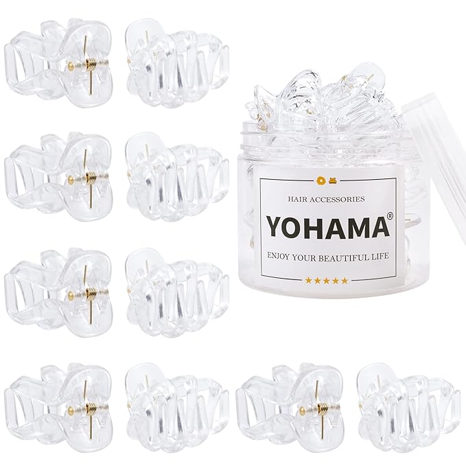 YOHAMA 10 pcs Hair Clips Medium Small 1.57 in Clear Octopus Claw Clips 4cm Medium Jaw Clips Durable Strong Grip for Women Girls Thick Hair.