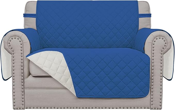 Easy-Going Oversized Chair Sofa Slipcover Reversible Sofa Cover Water Resistant Couch Cover Furniture Protector Cover with Elastic Straps for Pets Dog (Oversized Chair, Blue/Ivory)