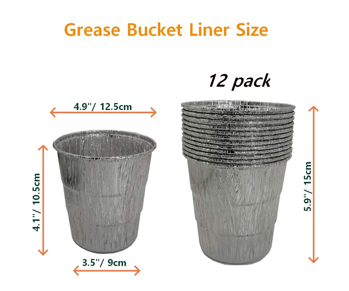 Drip Grease Bucket and 12-Pack Liners for Traeger 20/22/34 Series, Pit Boss etc Pellet Grill Smoker (Black 12)