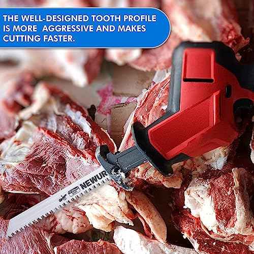 NEWURBAN 6 Pack 12 in (300mm) / 8TPI Stainless Steel Reciprocating Saw Blades for Frozen Meat Bone Food Cutting