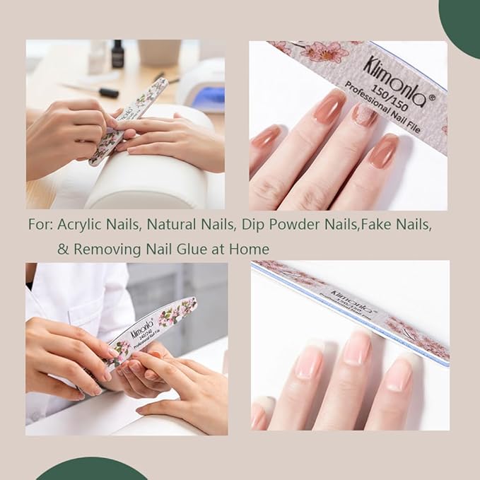 25PCS Floral Professional Nail Files 80/100/150/180/240 Grit, Emery Boards Nail Files for Natural Nails and Acrylic Nails, Double Sided Emory Boards limas para unas acrilicas Reusable Manicure Tools