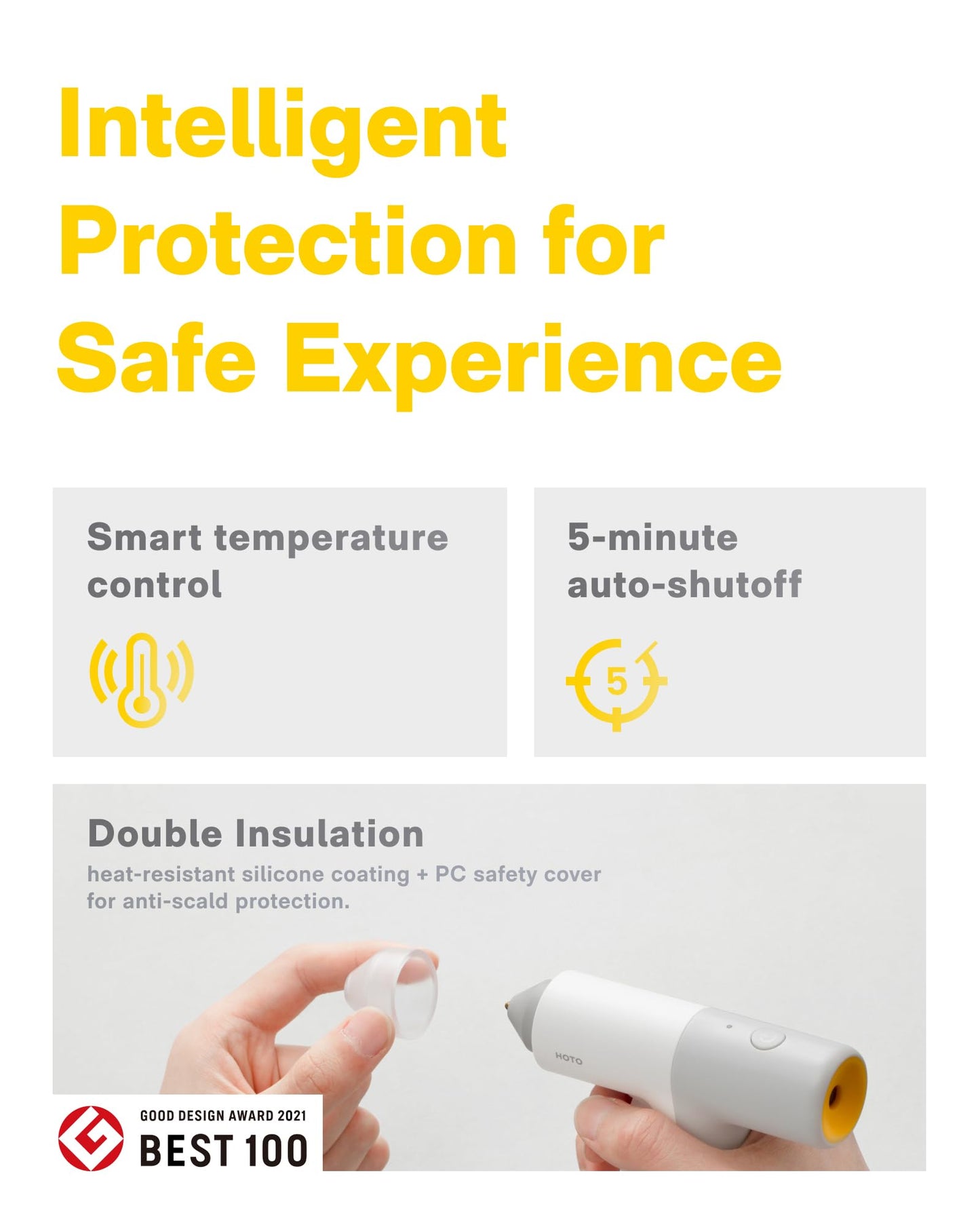 HOTO Cordless Hot Glue Gun, Minimalist Style, 30s Heating Fast, Smart Power-off, Compact Size, Intelligent Temperature Control, USB-C Rechargeable,10 Mini Sticks for Crafts, DIY Arts, Home Repairs