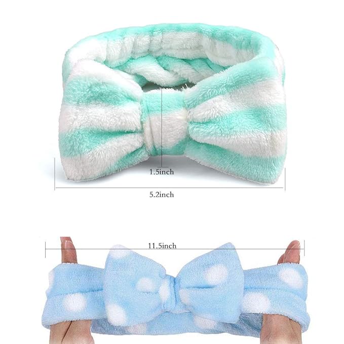 AOPRIE 6-Piece Spa Headbands for Women - Soft Coral Fleece Head Wraps for Washing Face, Shower, Makeup, SPA, Travel, Accessory - Gift Idea for Female