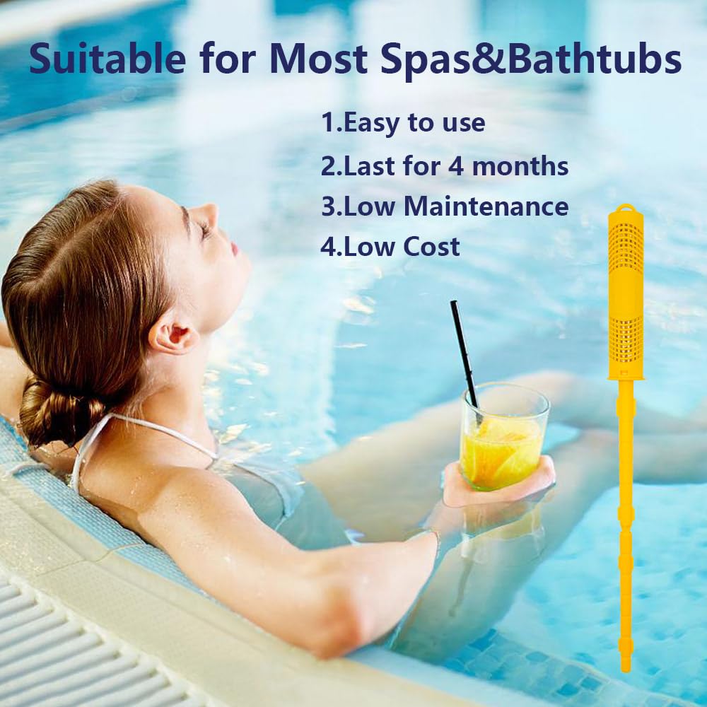 Joepoe SPA Mineral Stick, Hot Tub Stick with 4 Months Lifetime Universal for Hot Tub & Pool, Spa Mineral Cartridge Keeps Water Crystal Clear (Yellow,2-Pack)