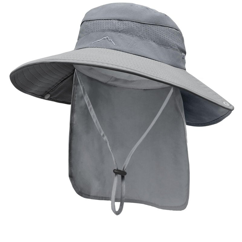 Sun Hats for Men Women, UPF50+ Protection Safari Hat,Wide Brim Fishing Hat with Neck Flap,Bucket Hats for Beach Hiking Darkgrey