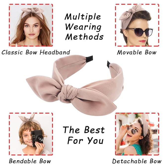 TOBATOBA Bow Headbands for Women Leopard Headband Cheetah Print Headband Cute Black Bow Head bands Women Top Knot Hairbands Hair Accessories