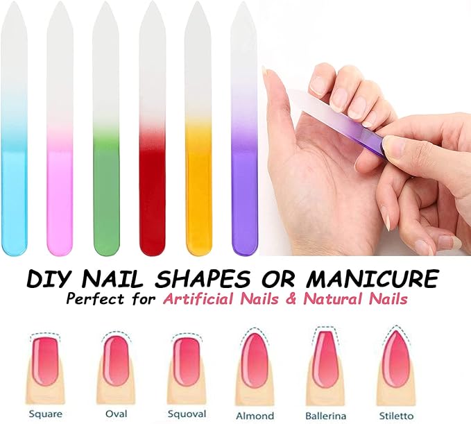 42PCS Glass Nail Files Double Sided Crystal File Manicure Tool for Nail Care