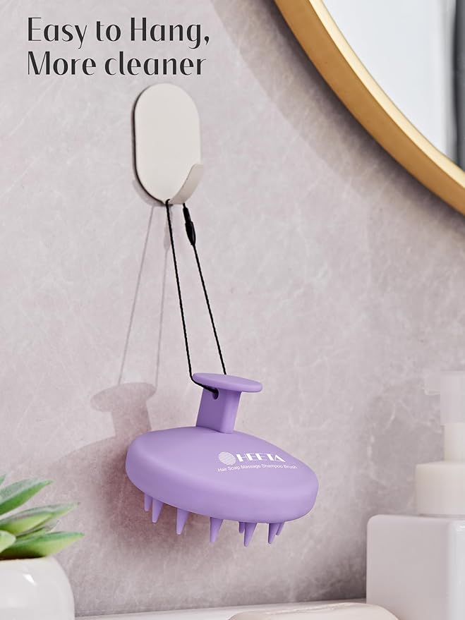 HEETA Scalp Massager Hair Growth, Scalp Scrubber with Soft Bristles, Integrated Silicone Design, Exfoliator for Dandruff Removal & Relaxation, Shampoo Brush Fit Wet Dry Hair Use, Light Purple