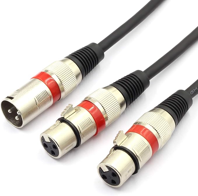 SiYear XLR Splitter Balanced Cable - XLR Male to Dual Female 3 Pin Patch Y Cable Microphone Splitter Cord Audio Adapter 50CM (2PACK)