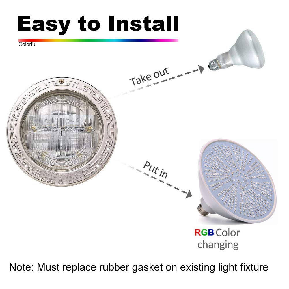 Pool Lights, 120V 40W RGB Color Changing Underwater LED Pool Light for Inground Pool with Remote Control, E26 Replacement Bulb Fit in for Pentair and Hayward Pool Light Fixtures